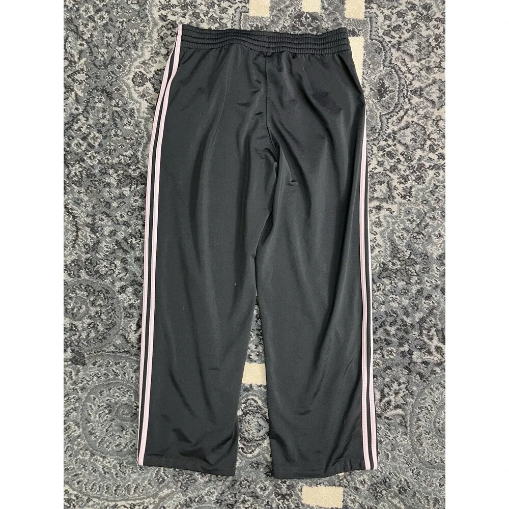 Mens Adidas Wide Leg Baggy Track Pants size Large Black Pink